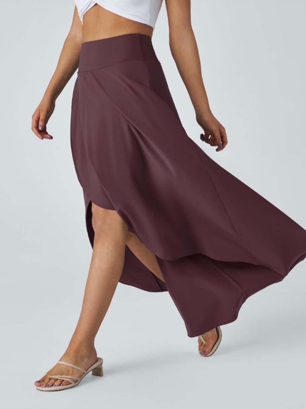 Halara Breezeful High Waisted High Low Ruffle Flowy Quick Dry Casual Maxi Skirt